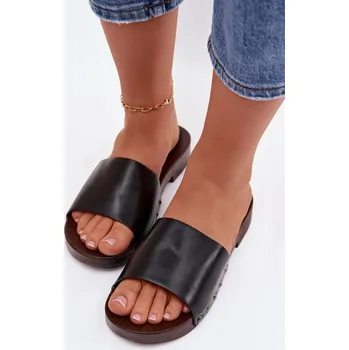 Dámské žabky Dámské pantofle s přezkami na nízkém podpatku Černé Brinalle 37