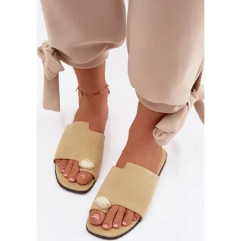 Dámské žabky Dámské ploché pantofle s ozdobným detailem Eko semiš žluté Selavine 39