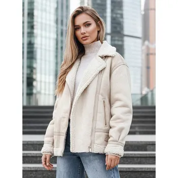 Dámská bunda FashionStreet béžová dámská bunda z ovčí kůže ramones TY5245z XL