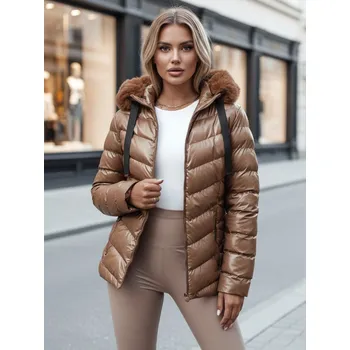 Dámská prošívaná zimní bunda s kapucí MIRIAL hnědá FashionStreet TY4573z S
