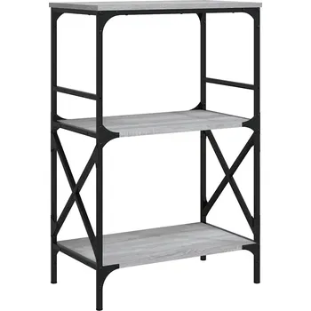 Knihovna 3-patrový regál na knihy, šedý dub sonoma, 59x35x90,5 cm