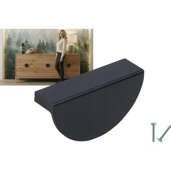 Nábytkové kování ČERNÁ NÁBYTKOVÁ ÚCHYTKA FUN AKS 64/75 ČERNÁ MATNÁ BROUŠENÁ půlkulatá