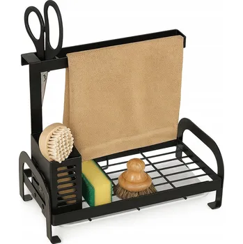 Odkapávač na nádobí ČERNÝ KOVOVÝ ORGANIZÉR / ODKAPÁVAČ DO KUCHYŇSKÉHO DŘEZU NA LINKU