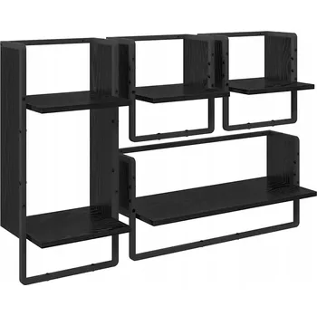 police Sada nástěnných polic s policí 4 pcs Černý dub 65 x 25 x 30 cm