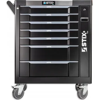 Dílenský vozík Stix černý, 7 zásuvek, s brzdou a zámkem