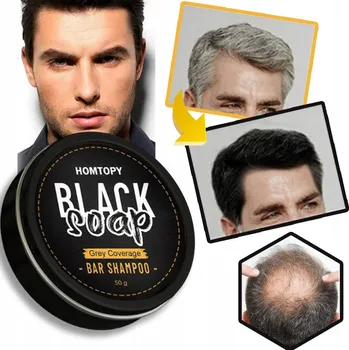 Šampon Tuhý šampon pro ztmavování vlasů a zakrytí šedin, mýdlo 50g