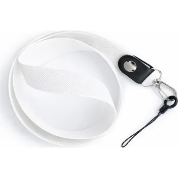 Šňůrka na mobilní telefon s karabinou, šířka 2 cm, barva bílá