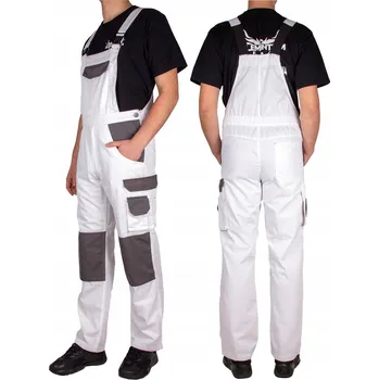 Pracovní obuv Pracovní kalhoty s laclem BÍLÉ pánské BOZP 52