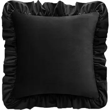Povlak na polštářek Dekorační povlak na polštář z VELURU s volánkem 40x40 Černý soft