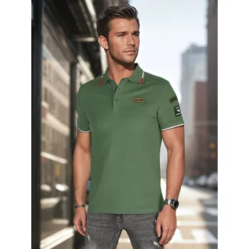 Pánské tričko Pánská polokošile s nášivkami zelená FashionStreet PX0634 XXL