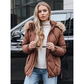Dámská prošívaná zimní bunda s kapucí FashionStreet hnědá TY5231 M
