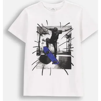 Chlapecké tričko Chlapecké bílé tričko s krátkým rukávem, velikost 128 Coccodrillo WC5