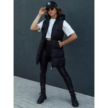 Dámská vesta Dámská prošívaná dlouhá vesta VIANA černá FashionStreet TY4504 S