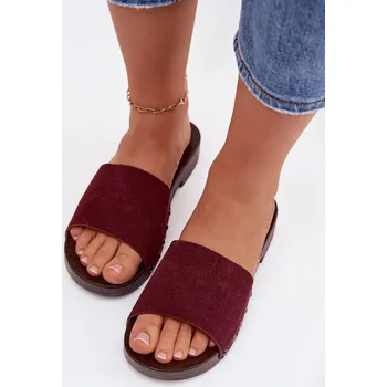 Dámské žabky Dámské nazouváky s přezkami na nízkém podpatku Bordó Amelvessa 38