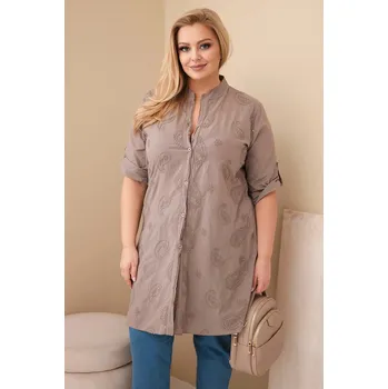 Dámské šaty Dámské šaty Plus Size s vyšíváním a ohrnutým rukávem fango UNI