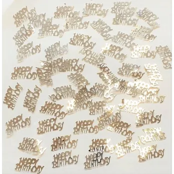 Konfeta Metalické konfety Happy Birthday, stříbrné