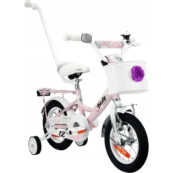 Dětské kolo DĚTSKÉ KOLO 12 PALCŮ KOLO PRO HOLČIČKU KOŠÍK A VODICÍ TYČ +