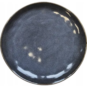 Talíř Dezertní talíř keramický, granátová a antracitová barva, ručně malovaný, 20 cm
