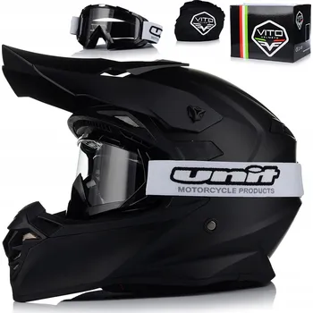 Helma na motorku MOTOCYKLOVÁ PŘILBA | VITO TIVOLI MATNÁ + BRÝLE | OFF-ROAD ENDURO CROSS QUAD