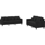 Dvoudílná sedací souprava, čalouněná sametem, černá