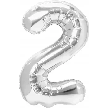 Balónek Fóliový balónek 2 stříbrný DVA 32" ČÍSLICE STŘÍBRNÁ DVOJKA 70 CM NAROZENINY HELIUM