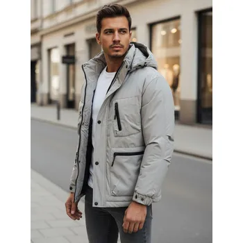 Pánská šedá zimní bunda s kapucí FashionStreet TX5107 91