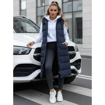 Dámská vesta Dámská dlouhá prošívaná tmavě modrá vesta FashionStreet TY5252 M