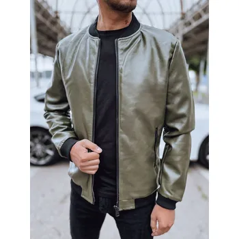 Pánská zelená kožená bunda FashionStreet TX4707 XL