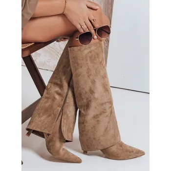 Dámská obuv Dámské semišové boty s širokým svrškem khaki FashionStreet ZY1099 38