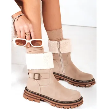 Dámské polobotky Dámské zateplené boty béžové FashionStreet ZY1228 39