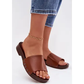 Dámské žabky Dámské pantofle s přezkami na nízkém podpatku Camel Brinalle 37