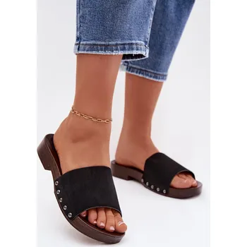 Dámské žabky Dámské pantofle s nýty na nízkém podpatku Černé Amelvessa 39