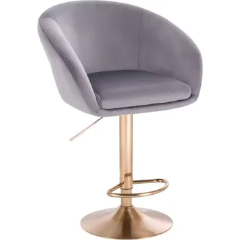 Barová židle LuxuryForm DESIGN Barová židle VENICE VELUR na zlatém talíři - světle šedá