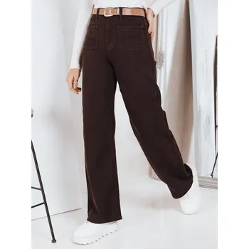 Dámské kalhoty Džíny se širokými nohavicemi hnědé FashionStreet UY2842 s40