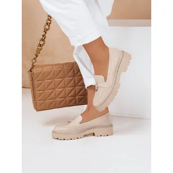 Dámské polobotky Dámské béžové mokasíny LOAFELIA FashionStreet ZY0606 39