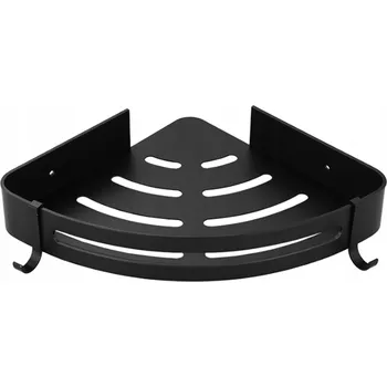 Drátěná police Rohová polička do koupelny do sprchy samolepicí hliníková černá LOFT