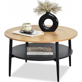Konferenční stolek Kulatý konferenční stolek Todor 80 x 45 cm dub/černý