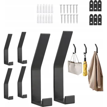 Věšák KOUPELNOVÉ HÁČKY ČERNÉ VĚŠÁK NA ZEĎ NA OBLEČENÍ SADA 6 KS