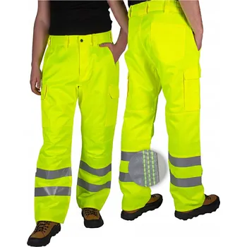 montérky Pracovní kalhoty DO PASU reflexní žluté BOZP 38 XL