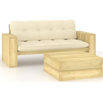 Zahradní lavice zahrada-XL 2dílná zahradní sedací souprava a podušky impregnovaná borovice 3065779