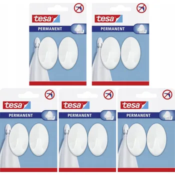 Věšák TESA Bílé samolepicí háčky kulaté - Permanentní věšáky 2 ks x 5