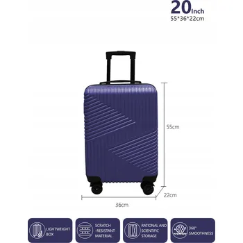 Cestovní kufr 20 palců, zavazadlo, příruční zavazadlo do letadla, 55*36*22 cm, modrý