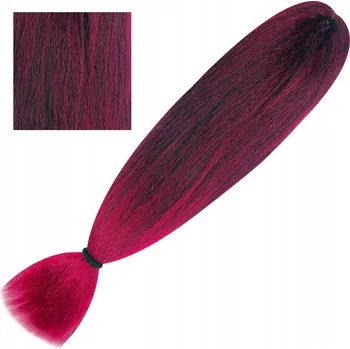 Příčesek Syntetické vlasy Kanekalon Super Soft, umělé, ombre burgundská #BT1/RD900