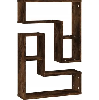 police Nástěnné police, 2 ks, kouřový dub, 50x15x50 cm