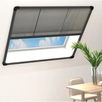 Síť proti hmyzu zahrada-XL Plisovaná okenní síť proti hmyzu hliník antracitová 120x120 cm 148666