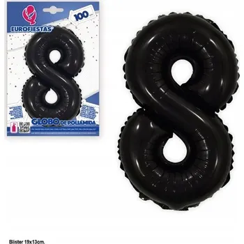Balónek Ouda Party - Jednorázový černý fóliový balónek ve tvaru číslice 8 - 100 cm