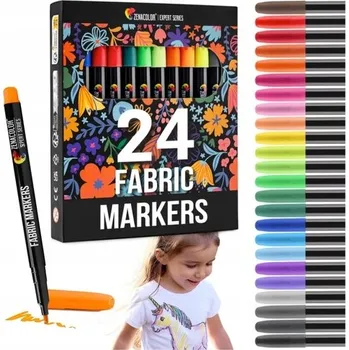 ZENACOLOR 24x Fixy na textil Fixy na oblečení Permanentní Fixy