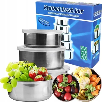 Dóza na potraviny Nádoby na potraviny sada 5 KUSŮ s víčky NEREZOVÁ OCEL