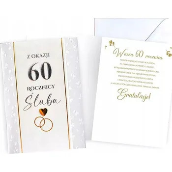 Přání k 60. výročí svatby. Kukartka
