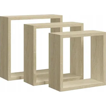 police Nástěnné police ve tvaru kostek, 3 ks, barva dub sonoma